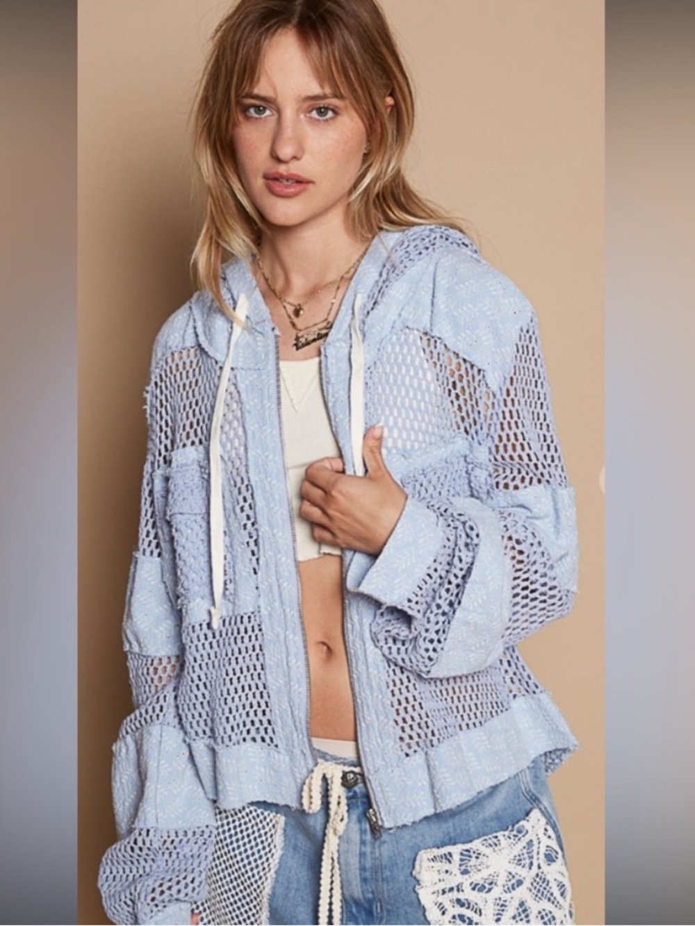 POL Open Weave and Eyelet Jacket - L - Picture 6 of 6
